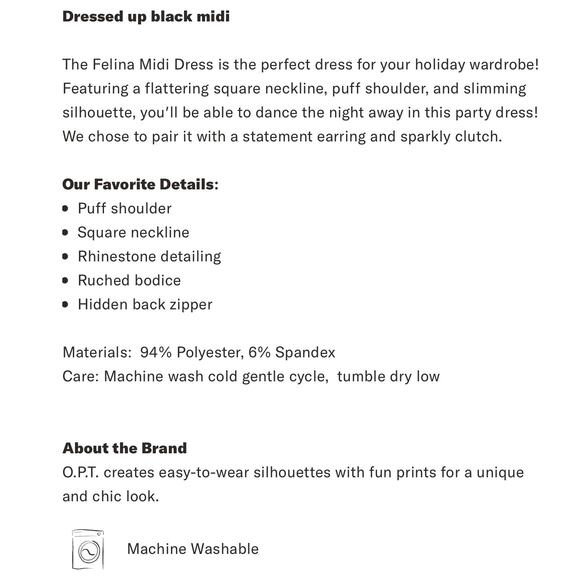 TUCKERNUCK O.P.T Black Felina Midi Dress NWT Size Small - Picture 7 of 10